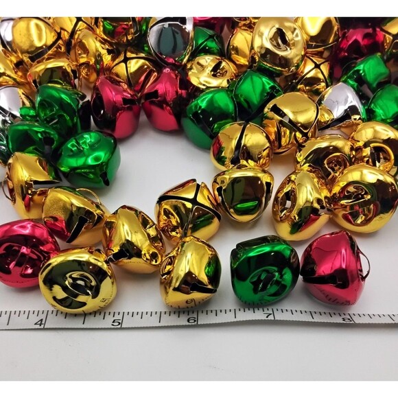 100 Pieces Red Green Gold Silver Bells Christmas Jingle Bells Metal Craft Bell - Picture 2 of 3
